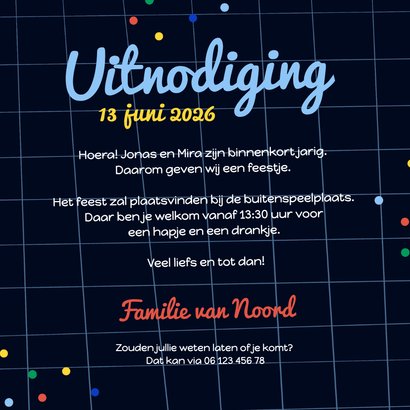 Kinderfeestje dubbel feest tweeling met slingers confetti 3