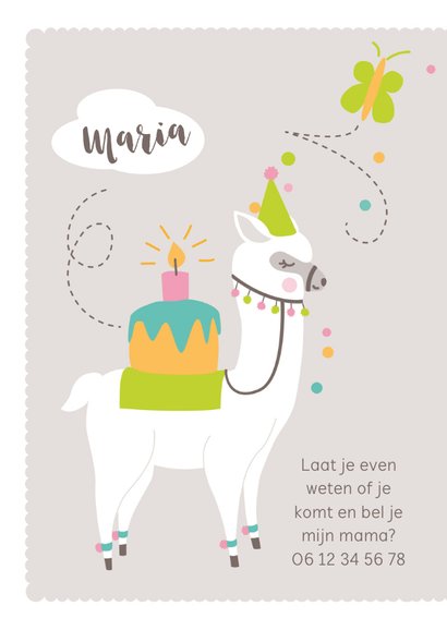 Kinderfeestje feestelijke lama met hoedje 2