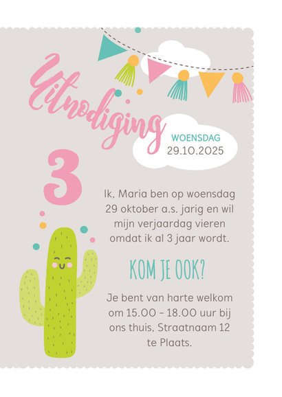 Kinderfeestje feestelijke lama met hoedje 3