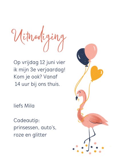 Kinderfeestje flamingo met ballonnen 3