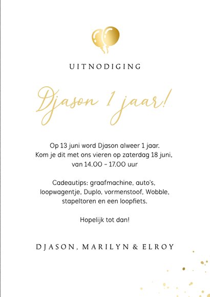 Kinderfeestje foto eerste verjaardag stijlvolle uitnodiging 3