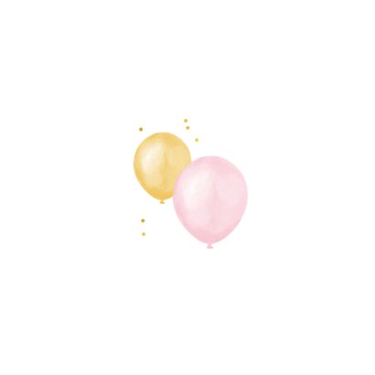Kinderfeestje fotokaart ballonnen confetti eerste verjaardag Achterkant