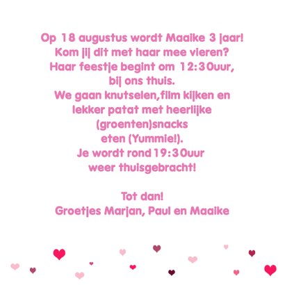 Kinderfeestje fotokaart en hartjes 3