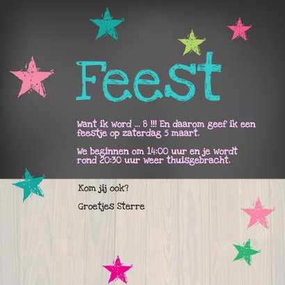 Kinderfeestje gezellig Krijtbordkaart 3