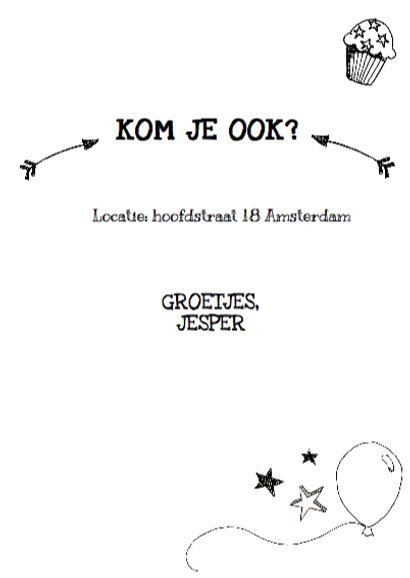 Kinderfeestje handlettering zwartwit 3
