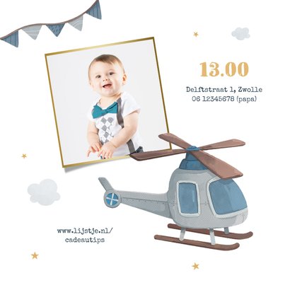 Kinderfeestje jongen vliegtuig helicopter sterren foto feest 2