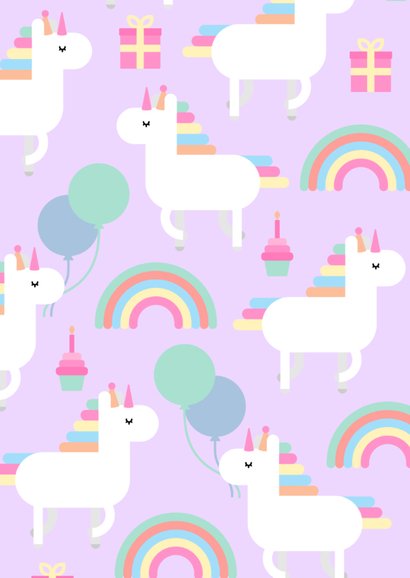 Kinderfeestje kaart met feestende unicorns 2