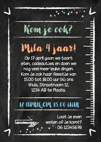 Kinderfeestje krijtbord met centimeter 3