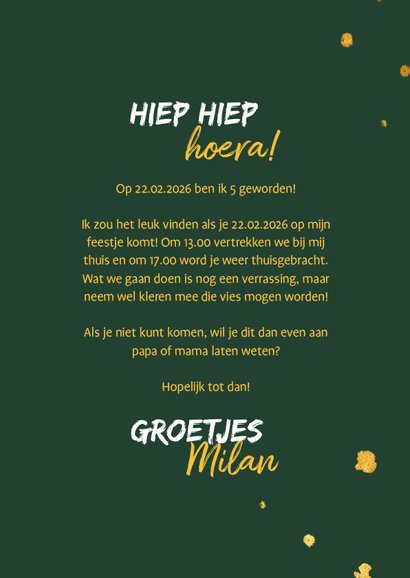 Kinderfeestje leopard goudlook met foto en spetters 3