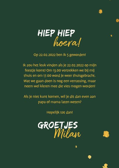 Kinderfeestje leopard goudlook met foto en spetters 3