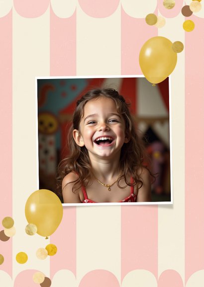 Kinderfeestje let's party ballon confetti circus roze goud 2