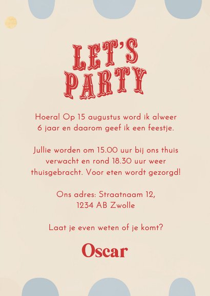 Kinderfeestje let's party ballonnen confetti circus 3