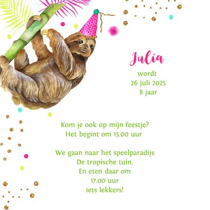 Kinderfeestje luiaard tropisch 2