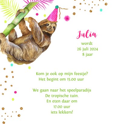 Kinderfeestje luiaard tropisch 2