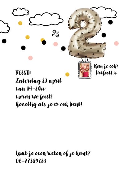 Kinderfeestje meisje 2 jaar ballon zilver stippen 3