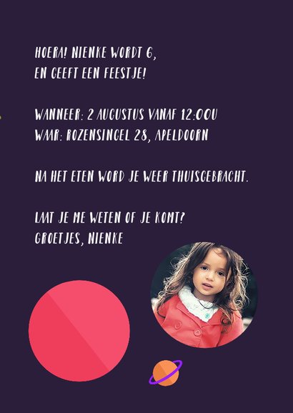 Kinderfeestje Outer Space meisje 3
