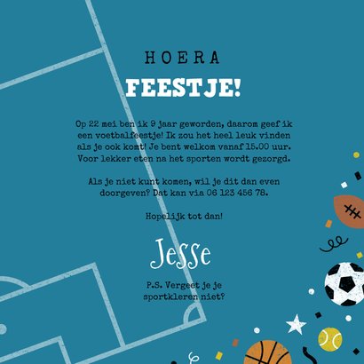 Kinderfeestje sportfeestje met foto en aanpasbare leeftijd 3