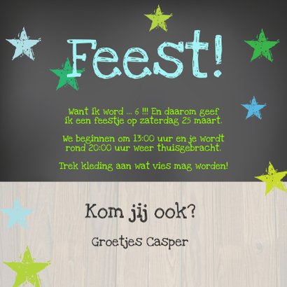 Kinderfeestje Stoere Krijtbordkaart 3