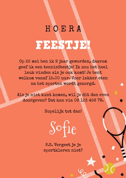 Kinderfeestje tennis thema aanpasbare leeftijd 3