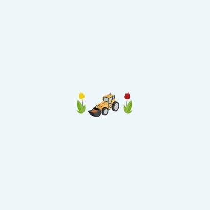Kinderfeestje tractor boerderij uitnodiging jongen stoer Achterkant