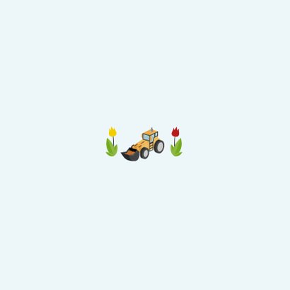 Kinderfeestje tractor boerderij uitnodiging jongen stoer Achterkant