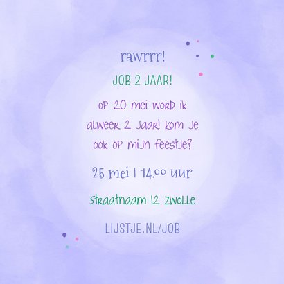 Kinderfeestje uitnodiging 2 jaar vrolijk met dino en vlaggen 3