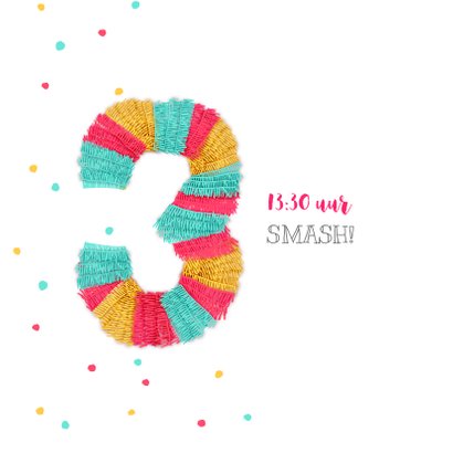 Kinderfeestje uitnodiging 3 jaar feestelijk met piñata 2