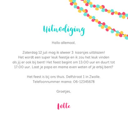 Kinderfeestje uitnodiging 3 jaar feestelijk met piñata  3