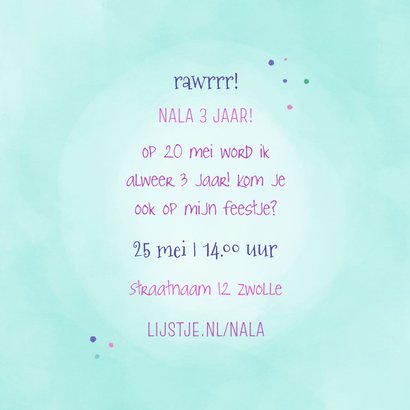 Kinderfeestje uitnodiging 3 jaar vrolijk met dino en vlaggen 3