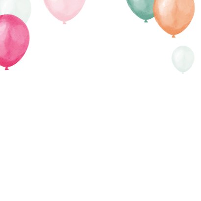 Kinderfeestje uitnodiging ballonnen roze mint waterverf foto Achterkant