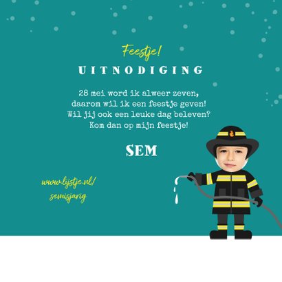 Kinderfeestje uitnodiging brandweer brandweerman foto 3