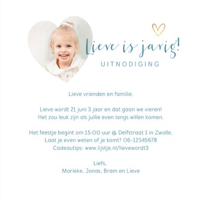 Kinderfeestje uitnodiging eenhoorn lief met eigen foto 3