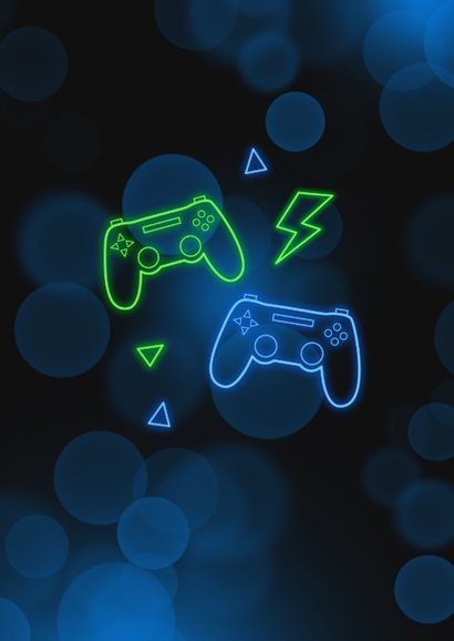 Kinderfeestje uitnodiging game party neon 2