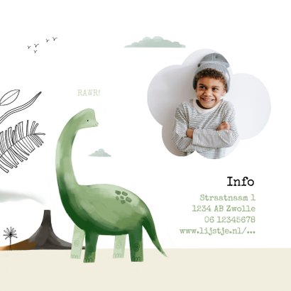 Kinderfeestje uitnodiging groene Brontosaurus jungle 2