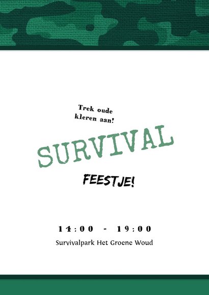 Kinderfeestje uitnodiging jongen leger survival jungle 2