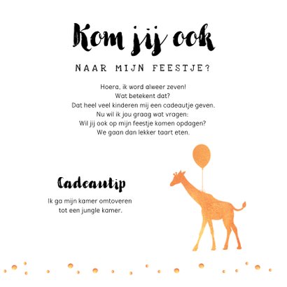 Kinderfeestje uitnodiging jungle hip met dieren 3