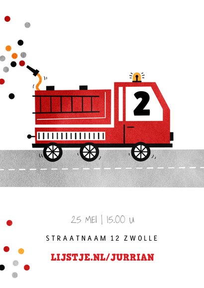 Kinderfeestje uitnodiging met brandweer thema 2