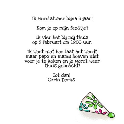 Kinderfeestje uitnodiging Odey met slingers 3