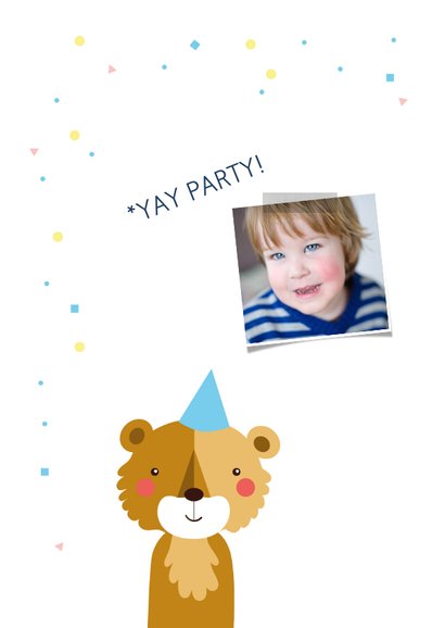 Kinderfeestje uitnodiging party animal jongen als beer 2