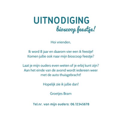 Kinderfeestje uitnodiging popcorn 3