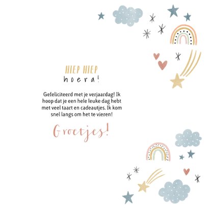 Kinderfeestje uitnodiging regenboogjes, sterretjes & hartjes 3