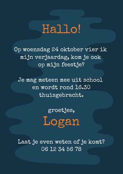 Kinderfeestje uitnodiging ruimte met aap, raket en planeten 3