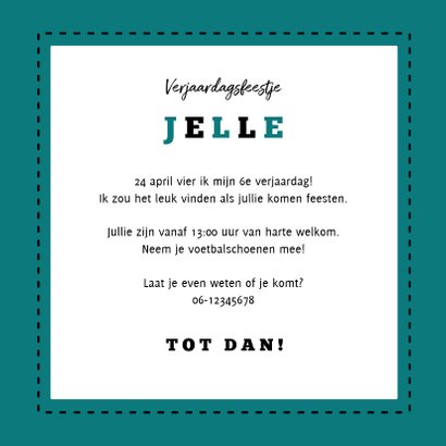 Kinderfeestje uitnodiging stoer voetbal foto 3