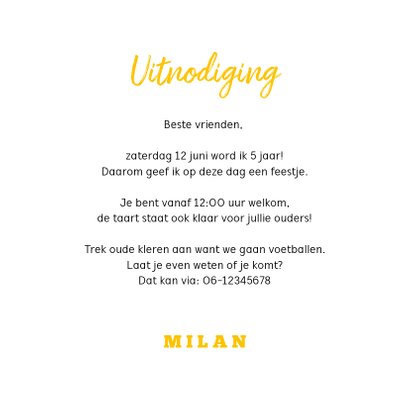 Kinderfeestje uitnodiging voetbal hip foto 3