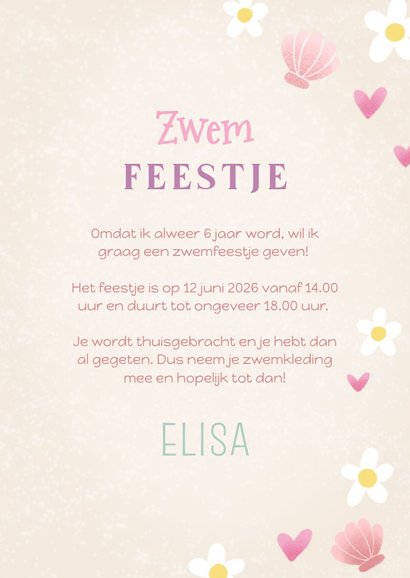 Kinderfeestje uitnodiging zwemfeestje katten zeemeerminnen 3