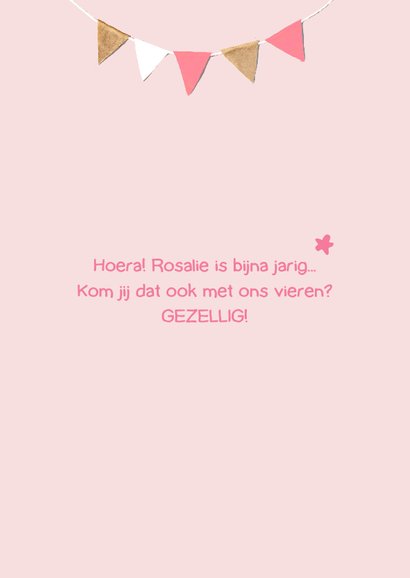 Kinderfeestje vlaggetjes meisje fotokaart 3