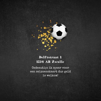 Kinderfeestje voetbal krijt goud foto uitnodiging 2