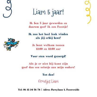 Kinderfeestjes uitnodiging grappige piraat met papegaai 3