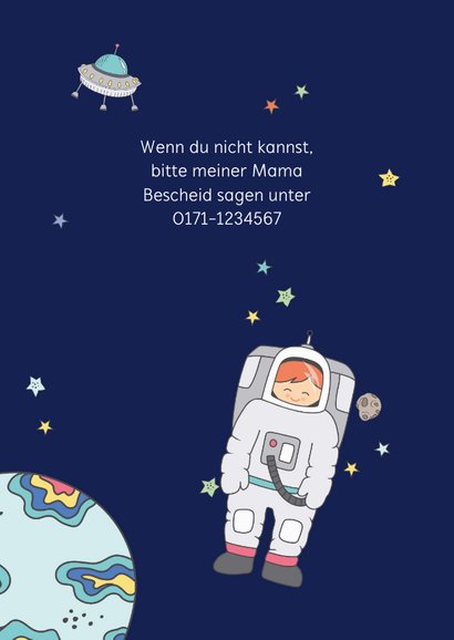 Kindergeburtstag Einladung Astronaut im Weltall 2
