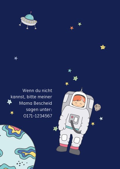 Kindergeburtstag Einladung Astronaut im Weltall 2